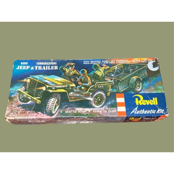 VINTAGE Revell [1956] Radio Jeep & Communications Trailer Model 1/40 Scale - Picture 7 of 7